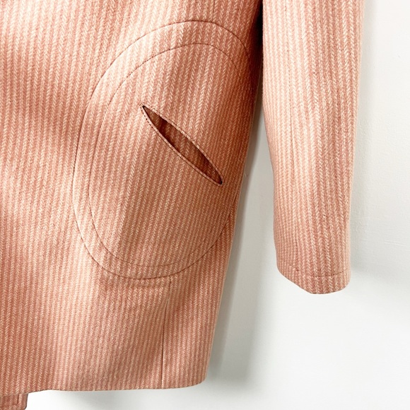 Marc Jacobs Pink Cream Pinstripe Wool Coat L - Picture 5 of 7